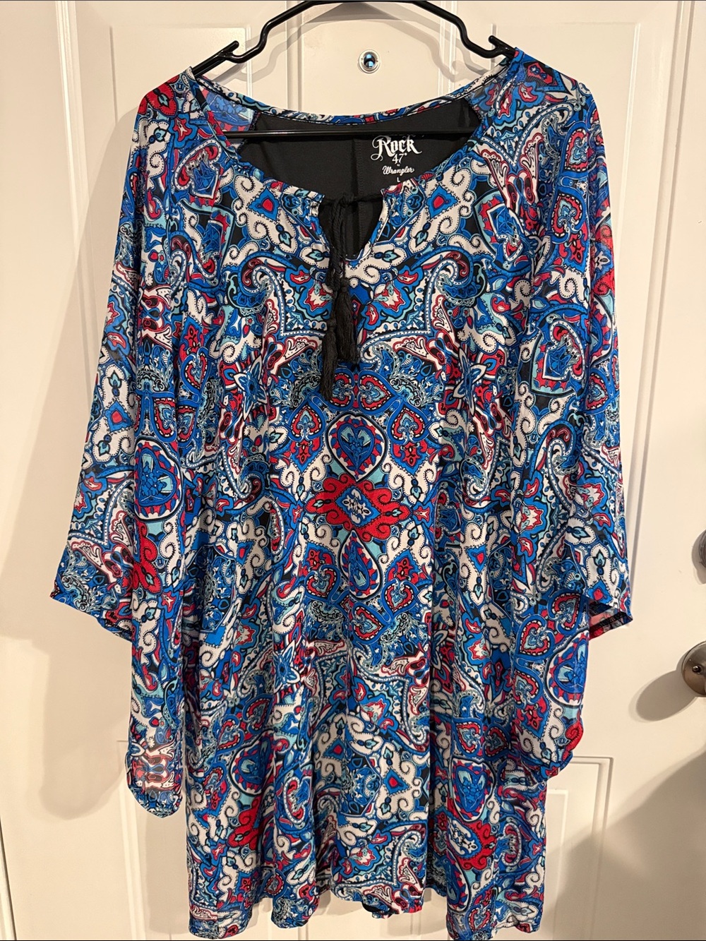 Rock 47 by Wrangler Blue Red Paisley dress